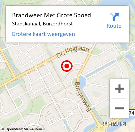 Locatie op kaart van de 112 melding: Brandweer Met Grote Spoed Naar Stadskanaal, Buizerdhorst op 13 januari 2022 22:45