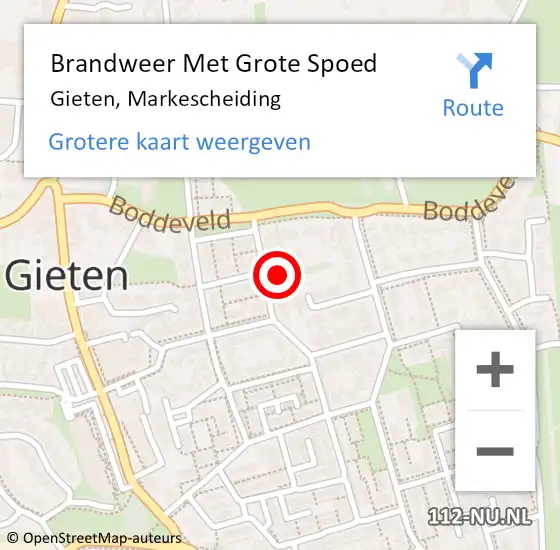 Locatie op kaart van de 112 melding: Brandweer Met Grote Spoed Naar Gieten, Markescheiding op 14 januari 2022 00:32