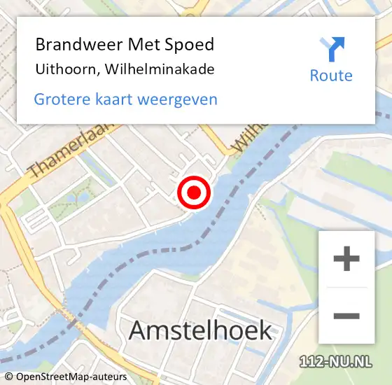 Locatie op kaart van de 112 melding: Brandweer Met Spoed Naar Uithoorn, Wilhelminakade op 14 januari 2022 01:31