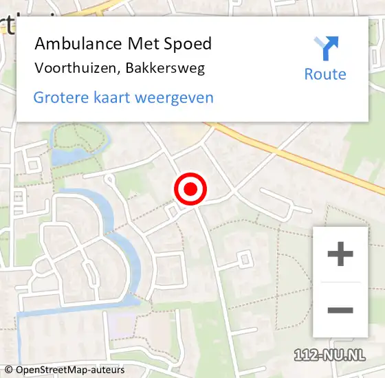 Locatie op kaart van de 112 melding: Ambulance Met Spoed Naar Voorthuizen, Bakkersweg op 14 januari 2022 01:59