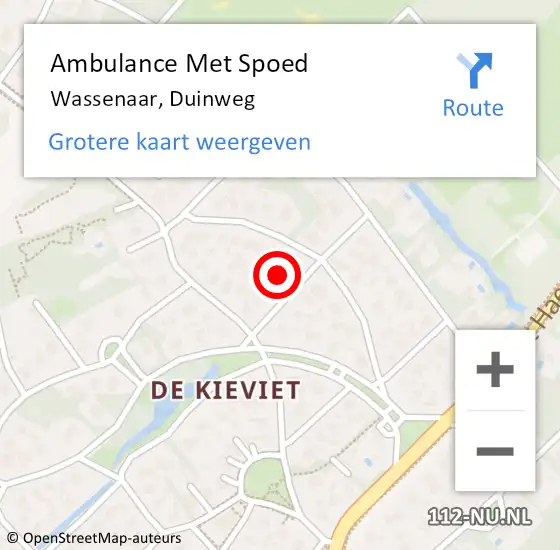 Locatie op kaart van de 112 melding: Ambulance Met Spoed Naar Wassenaar, Duinweg op 14 januari 2022 02:53