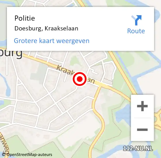 Locatie op kaart van de 112 melding: Politie Doesburg, Kraakselaan op 5 juli 2014 09:21