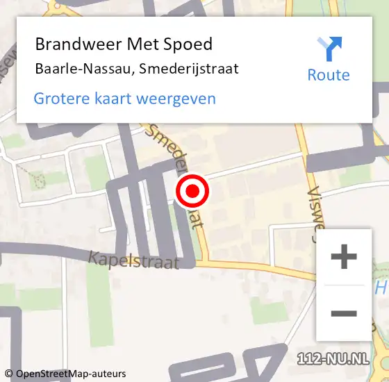 Locatie op kaart van de 112 melding: Brandweer Met Spoed Naar Baarle-Nassau, Smederijstraat op 14 januari 2022 03:38