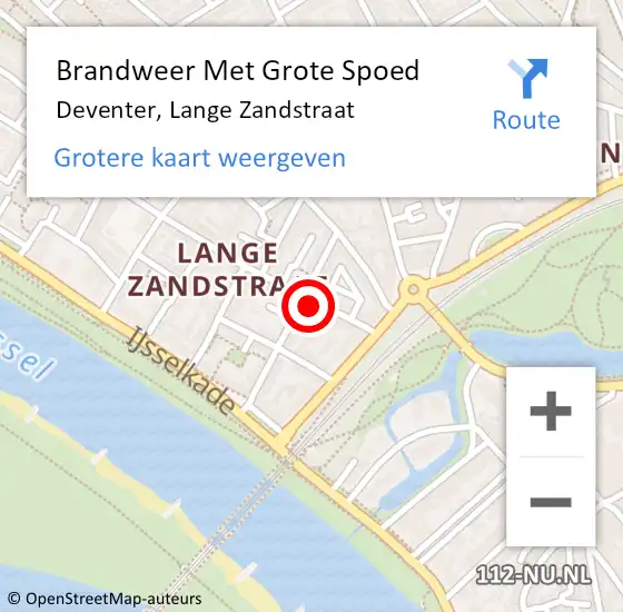 Locatie op kaart van de 112 melding: Brandweer Met Grote Spoed Naar Deventer, Lange Zandstraat op 14 januari 2022 04:06