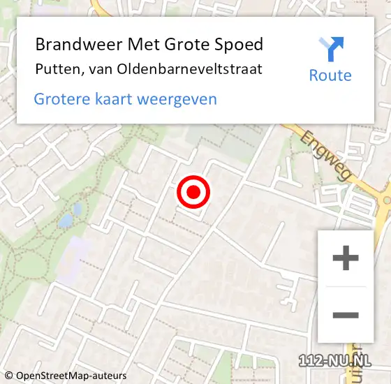 Locatie op kaart van de 112 melding: Brandweer Met Grote Spoed Naar Putten, van Oldenbarneveltstraat op 14 januari 2022 05:32