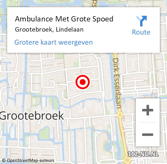 Locatie op kaart van de 112 melding: Ambulance Met Grote Spoed Naar Grootebroek, Lindelaan op 14 januari 2022 05:50