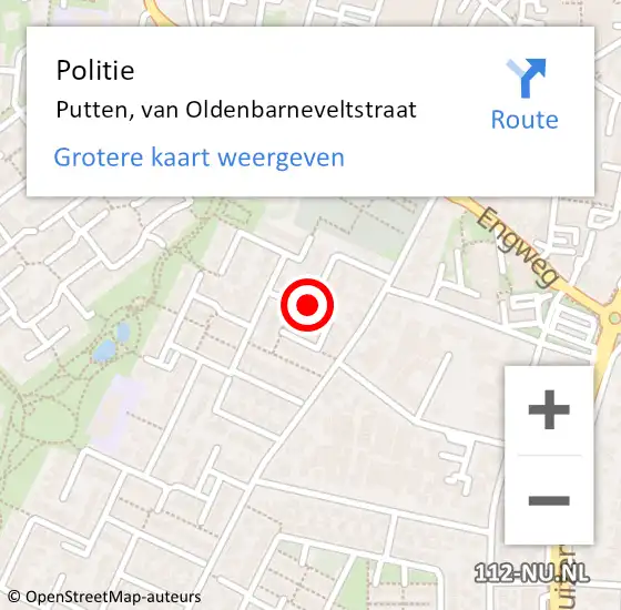 Locatie op kaart van de 112 melding: Politie Putten, van Oldenbarneveltstraat op 14 januari 2022 07:29