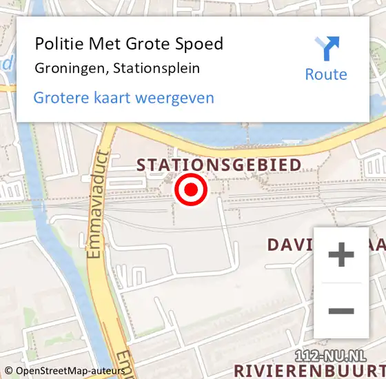 Locatie op kaart van de 112 melding: Politie Met Grote Spoed Naar Groningen, Stationsplein op 14 januari 2022 08:18