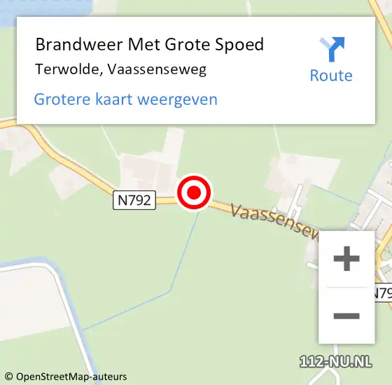 Locatie op kaart van de 112 melding: Brandweer Met Grote Spoed Naar Terwolde, Vaassenseweg op 14 januari 2022 08:39