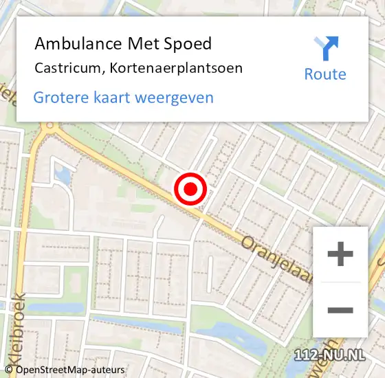 Locatie op kaart van de 112 melding: Ambulance Met Spoed Naar Castricum, Kortenaerplantsoen op 14 januari 2022 08:46