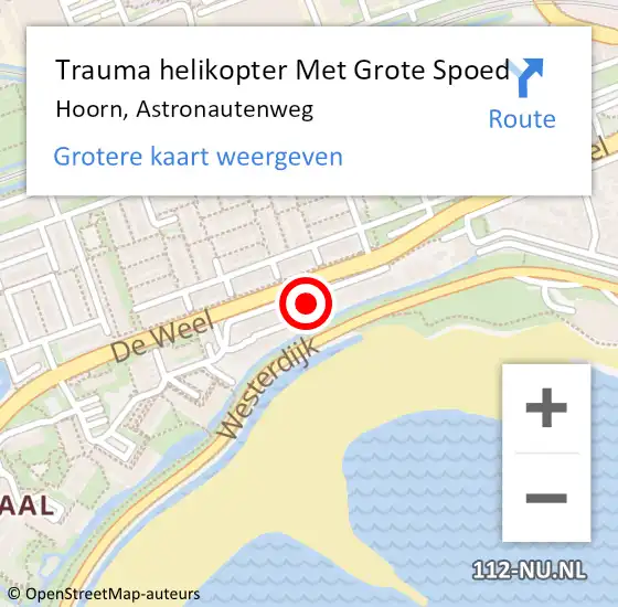 Locatie op kaart van de 112 melding: Trauma helikopter Met Grote Spoed Naar Hoorn, Astronautenweg op 14 januari 2022 09:27