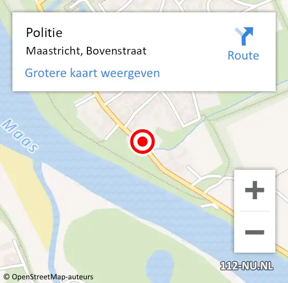 Locatie op kaart van de 112 melding: Politie Maastricht, Bovenstraat op 14 januari 2022 09:29