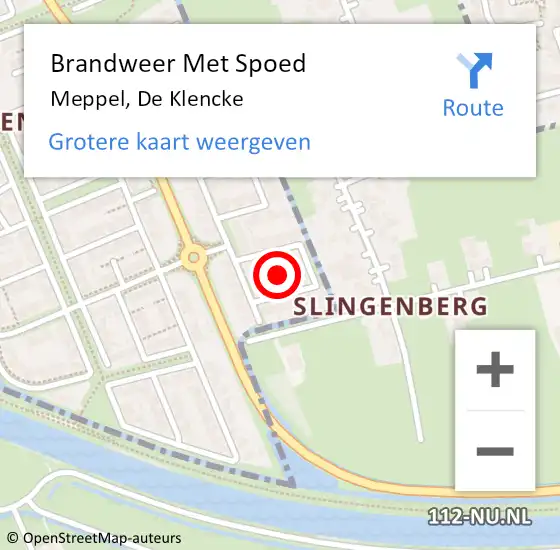 Locatie op kaart van de 112 melding: Brandweer Met Spoed Naar Meppel, De Klencke op 14 januari 2022 10:18