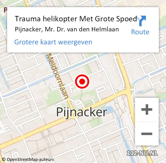 Locatie op kaart van de 112 melding: Trauma helikopter Met Grote Spoed Naar Pijnacker, Mr. Dr. van den Helmlaan op 14 januari 2022 11:11