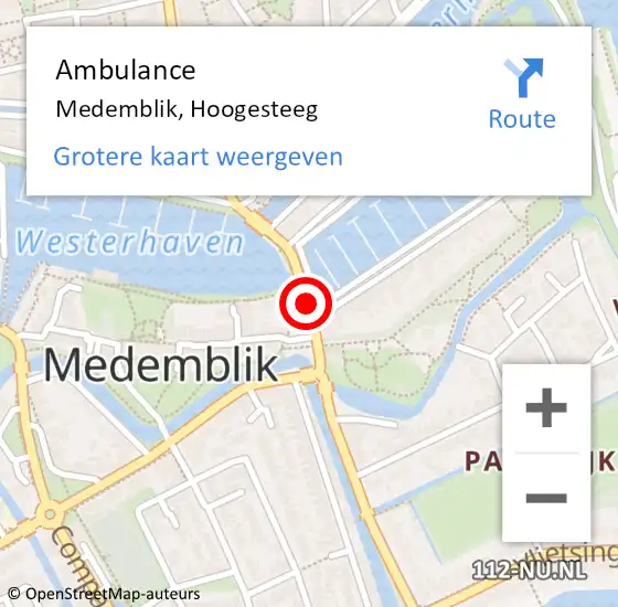 Locatie op kaart van de 112 melding: Ambulance Medemblik, Hoogesteeg op 14 januari 2022 11:30