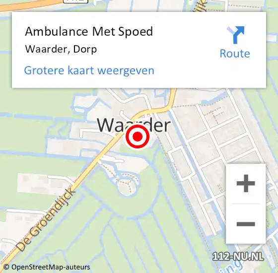 Locatie op kaart van de 112 melding: Ambulance Met Spoed Naar Waarder, Dorp op 14 januari 2022 11:39