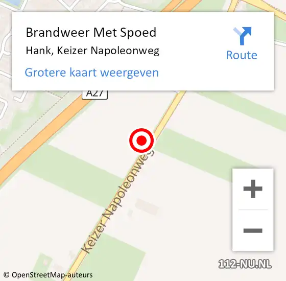 Locatie op kaart van de 112 melding: Brandweer Met Spoed Naar Hank, Keizer Napoleonweg op 14 januari 2022 11:43