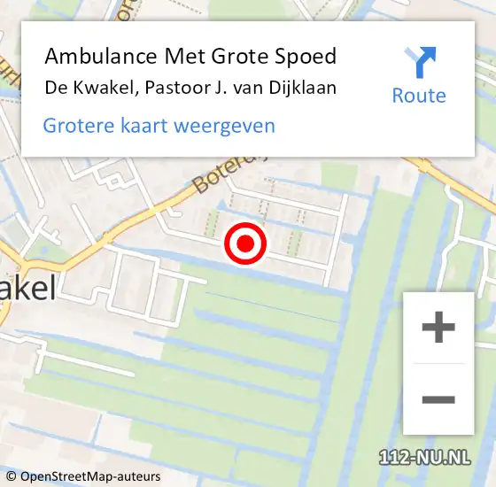 Locatie op kaart van de 112 melding: Ambulance Met Grote Spoed Naar De Kwakel, Pastoor J. van Dijklaan op 14 januari 2022 12:14