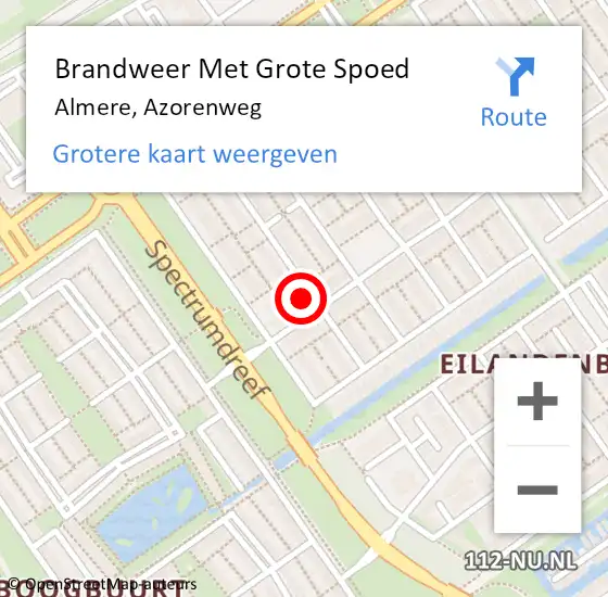 Locatie op kaart van de 112 melding: Brandweer Met Grote Spoed Naar Almere, Azorenweg op 14 januari 2022 12:24