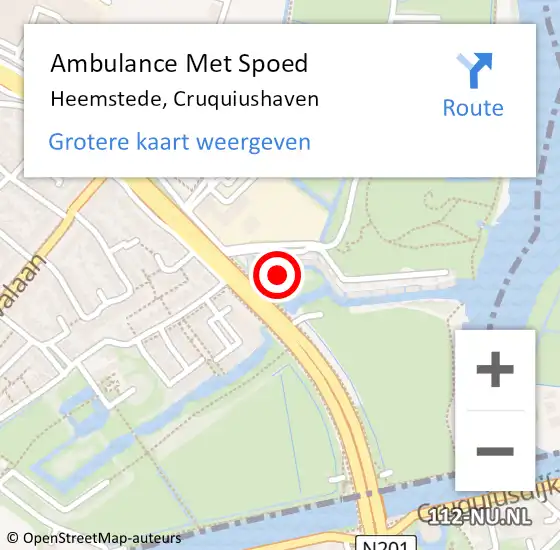 Locatie op kaart van de 112 melding: Ambulance Met Spoed Naar Heemstede, Cruquiushaven op 14 januari 2022 12:44