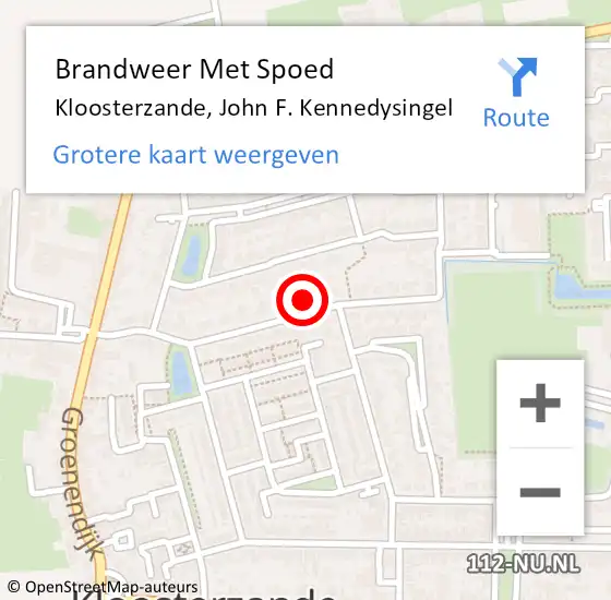 Locatie op kaart van de 112 melding: Brandweer Met Spoed Naar Kloosterzande, John F. Kennedysingel op 14 januari 2022 12:50