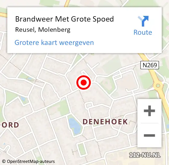 Locatie op kaart van de 112 melding: Brandweer Met Grote Spoed Naar Reusel, Molenberg op 14 januari 2022 12:57