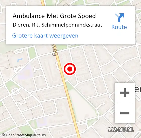 Locatie op kaart van de 112 melding: Ambulance Met Grote Spoed Naar Dieren, R.J. Schimmelpenninckstraat op 14 januari 2022 13:07