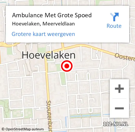 Locatie op kaart van de 112 melding: Ambulance Met Grote Spoed Naar Hoevelaken, Meerveldlaan op 14 januari 2022 13:28