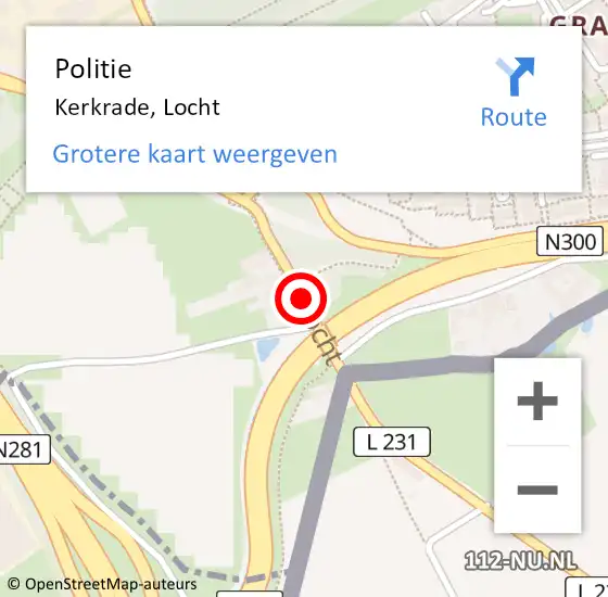 Locatie op kaart van de 112 melding: Politie Kerkrade, Locht op 14 januari 2022 13:35