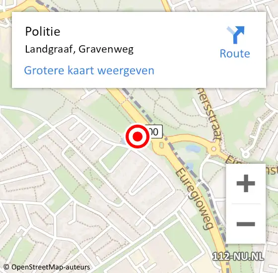 Locatie op kaart van de 112 melding: Politie Landgraaf, Gravenweg op 14 januari 2022 13:36