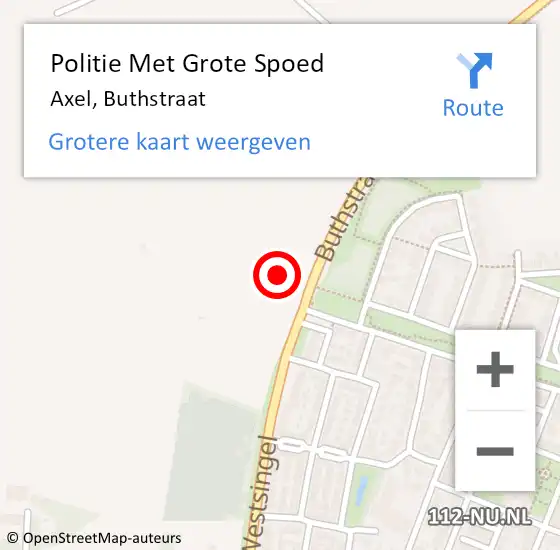 Locatie op kaart van de 112 melding: Politie Met Grote Spoed Naar Axel, Buthstraat op 14 januari 2022 13:57