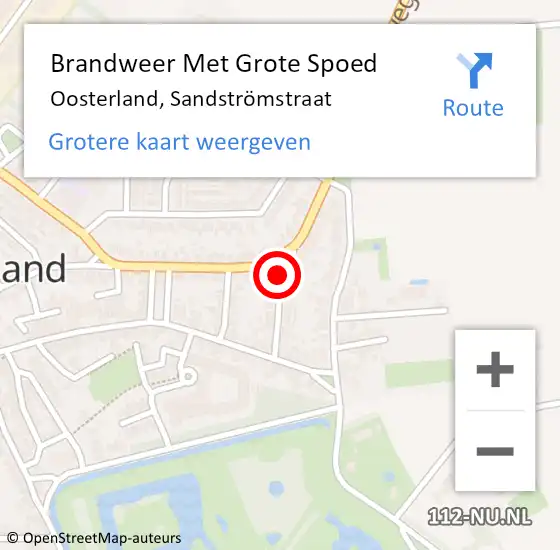 Locatie op kaart van de 112 melding: Brandweer Met Grote Spoed Naar Oosterland, Sandströmstraat op 14 januari 2022 14:11