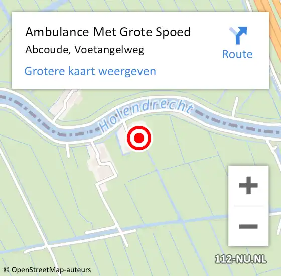Locatie op kaart van de 112 melding: Ambulance Met Grote Spoed Naar Abcoude, Voetangelweg op 14 januari 2022 14:25