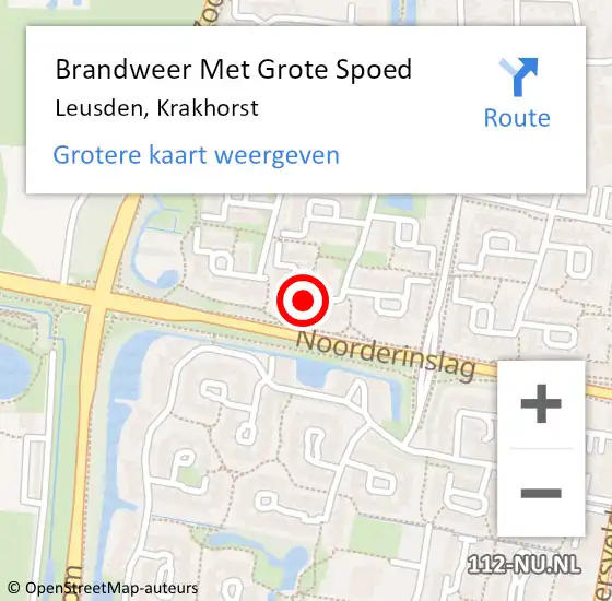 Locatie op kaart van de 112 melding: Brandweer Met Grote Spoed Naar Leusden, Krakhorst op 14 januari 2022 15:18