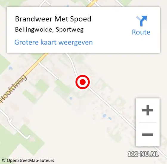 Locatie op kaart van de 112 melding: Brandweer Met Spoed Naar Bellingwolde, Sportweg op 14 januari 2022 15:24