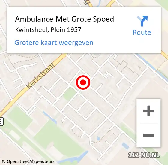 Locatie op kaart van de 112 melding: Ambulance Met Grote Spoed Naar Kwintsheul, Plein 1957 op 14 januari 2022 15:33