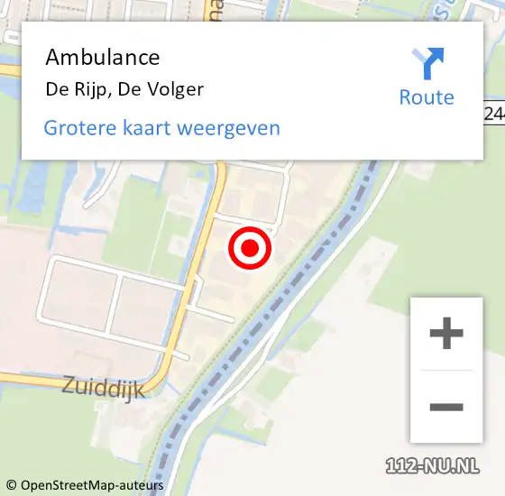 Locatie op kaart van de 112 melding: Ambulance De Rijp, De Volger op 14 januari 2022 15:41