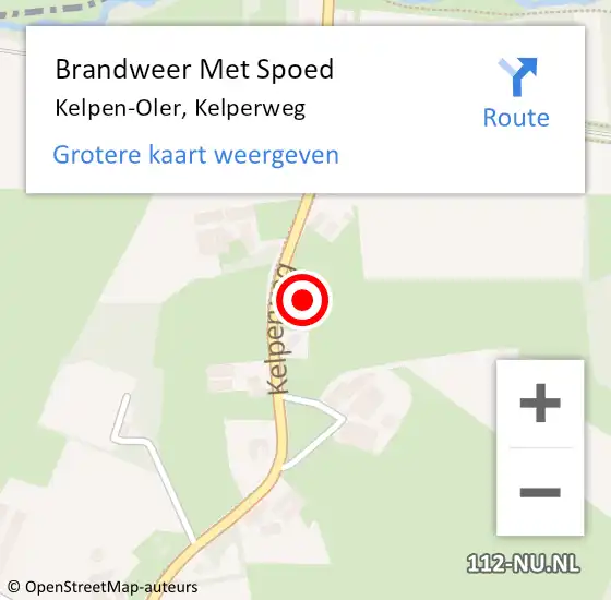 Locatie op kaart van de 112 melding: Brandweer Met Spoed Naar Kelpen-Oler, Kelperweg op 14 januari 2022 15:49