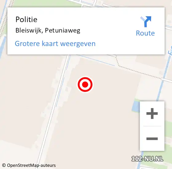 Locatie op kaart van de 112 melding: Politie Bleiswijk, Petuniaweg op 14 januari 2022 15:49