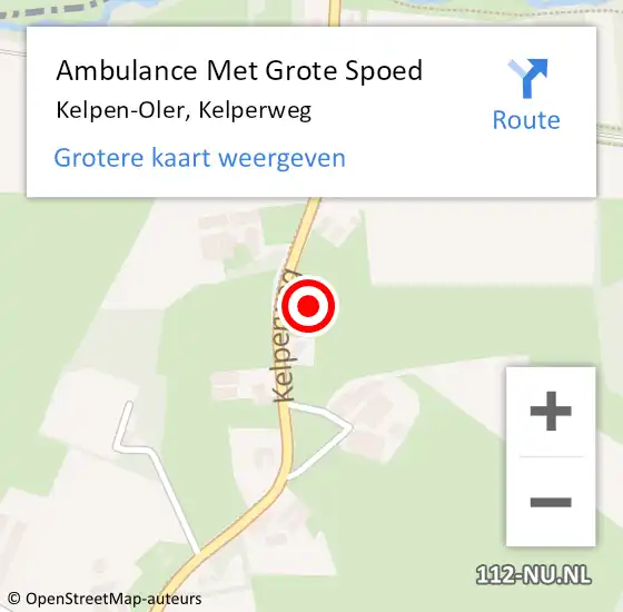 Locatie op kaart van de 112 melding: Ambulance Met Grote Spoed Naar Kelpen-Oler, Kelperweg op 14 januari 2022 15:57