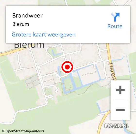 Locatie op kaart van de 112 melding: Brandweer Bierum op 5 juli 2014 09:59