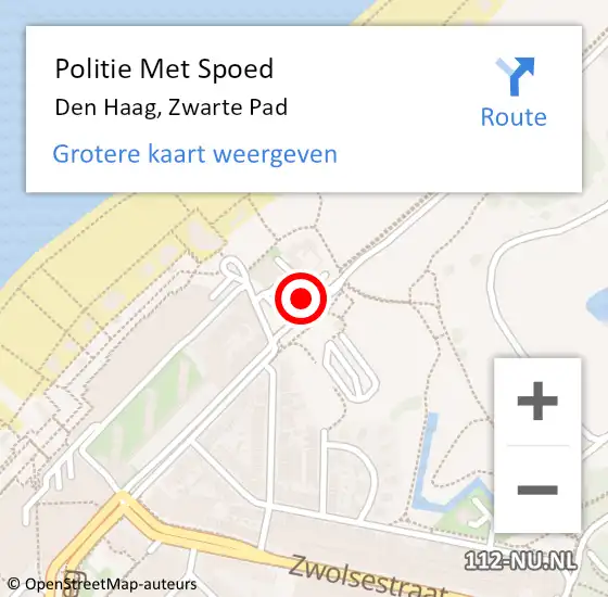Locatie op kaart van de 112 melding: Politie Met Spoed Naar Den Haag, Zwarte Pad op 14 januari 2022 16:13