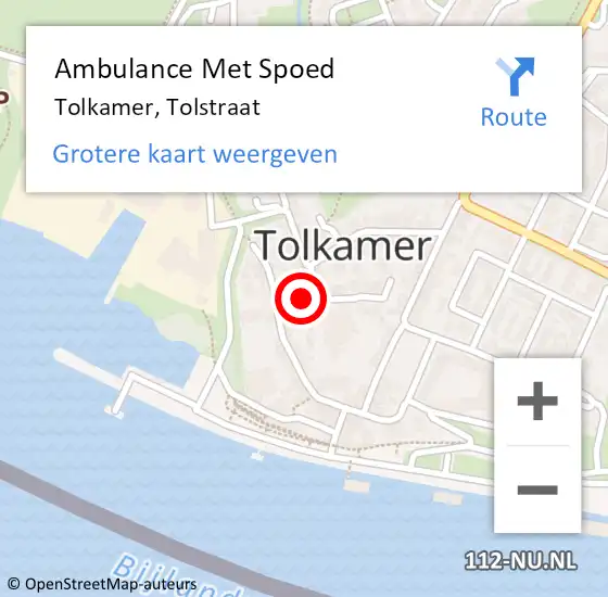 Locatie op kaart van de 112 melding: Ambulance Met Spoed Naar Tolkamer, Tolstraat op 14 januari 2022 16:19