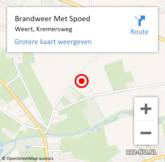 Locatie op kaart van de 112 melding: Brandweer Met Spoed Naar Weert, Kremersweg op 14 januari 2022 16:23