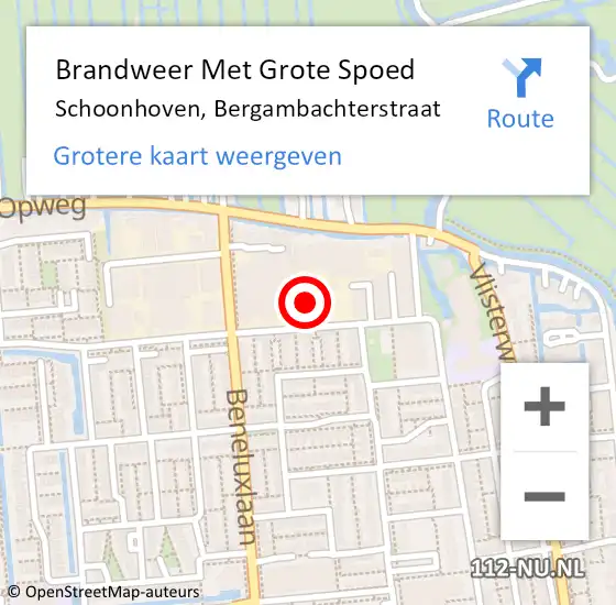 Locatie op kaart van de 112 melding: Brandweer Met Grote Spoed Naar Schoonhoven, Bergambachterstraat op 14 januari 2022 16:33