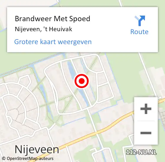 Locatie op kaart van de 112 melding: Brandweer Met Spoed Naar Nijeveen, 't Heuivak op 14 januari 2022 16:33