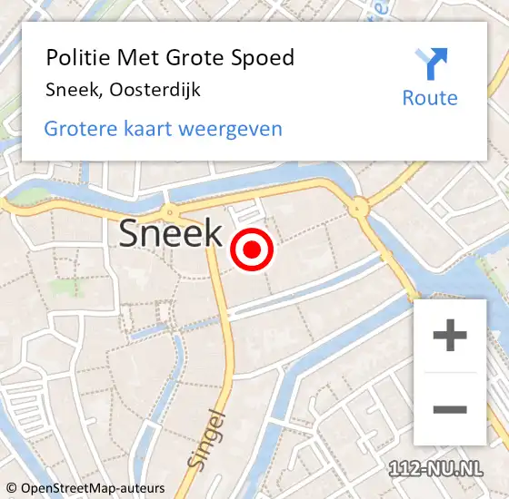 Locatie op kaart van de 112 melding: Politie Met Grote Spoed Naar Sneek, Oosterdijk op 14 januari 2022 16:47