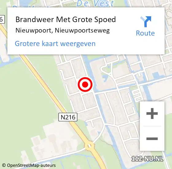 Locatie op kaart van de 112 melding: Brandweer Met Grote Spoed Naar Nieuwpoort, Nieuwpoortseweg op 14 januari 2022 17:13