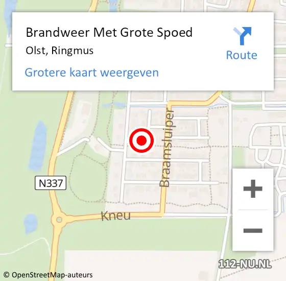 Locatie op kaart van de 112 melding: Brandweer Met Grote Spoed Naar Olst, Ringmus op 14 januari 2022 17:25