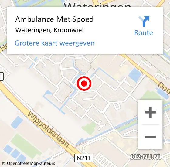 Locatie op kaart van de 112 melding: Ambulance Met Spoed Naar Wateringen, Kroonwiel op 14 januari 2022 17:46